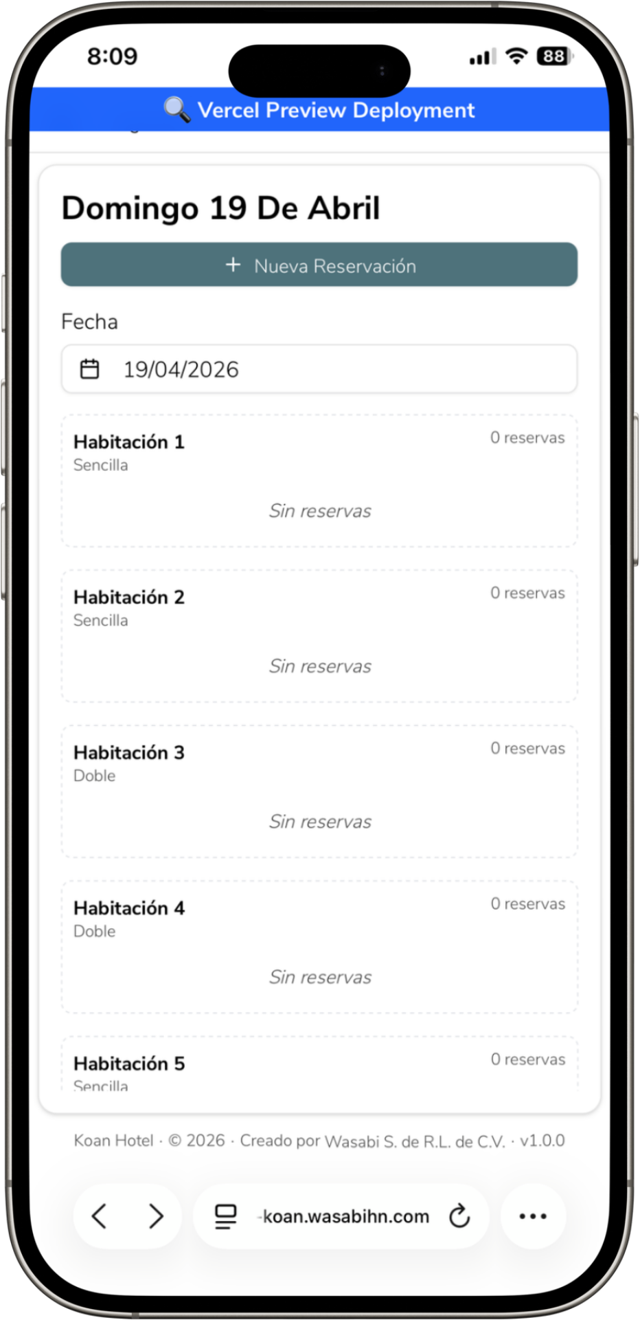 Aplicación móvil y software Wasabi en teléfono